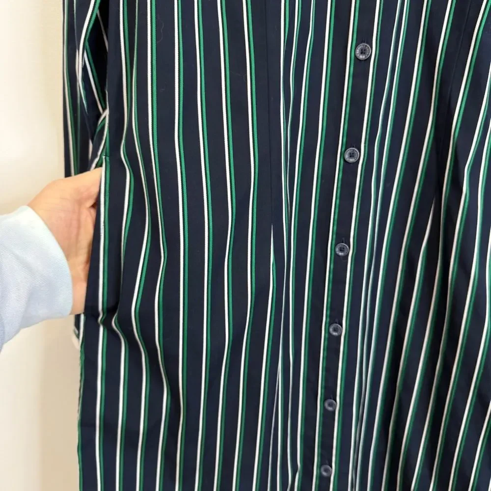 Brooks Brothers Blue Stripe Shirt Dress Preppy Button Down Cotton Women’s Size 2